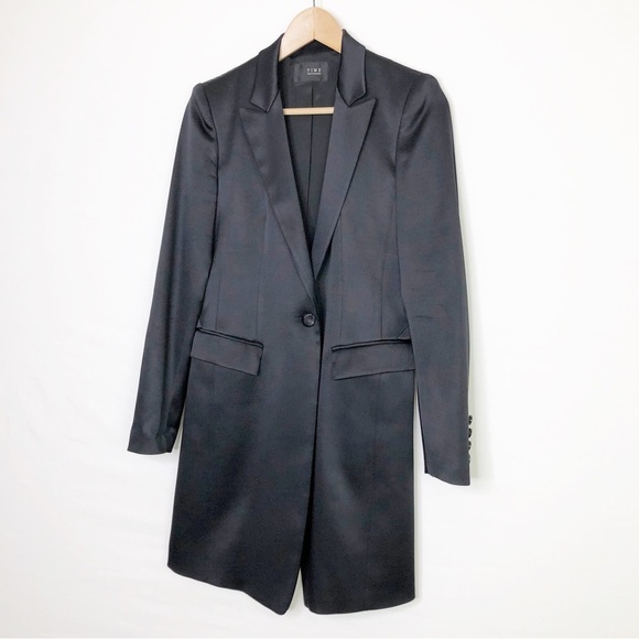 Time Post Modern Black satin one button closure blazer - Picture 10 of 10